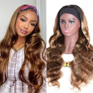 $100 Flash Sale 20" Honey Blonde Ombre Highlight Body Wave Headband Wig Modern Take On Old-Hollywood Glam