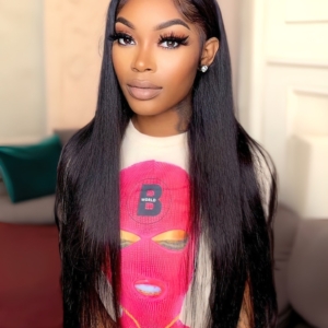 $100 OFF-22" Sliky Straight Middle Part Swiss Lace Closure Virgin Hair Wig