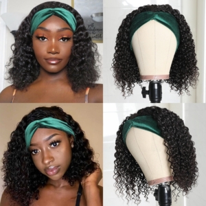 12 inches Curly Headband  Natural Black Wig With Headband