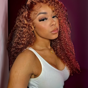 13x4 Lace Front Auburn Brown Hair Color Jerry Curly Lace Wigs With Baby Hair