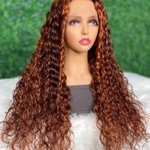 13x4 Lace Front Ginger Brown Highlighted Water Wave wig