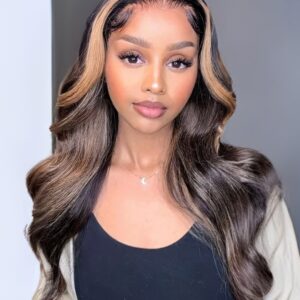 14" Face Framing Highlight Middle Part Lace Wig $100 Off Deal
