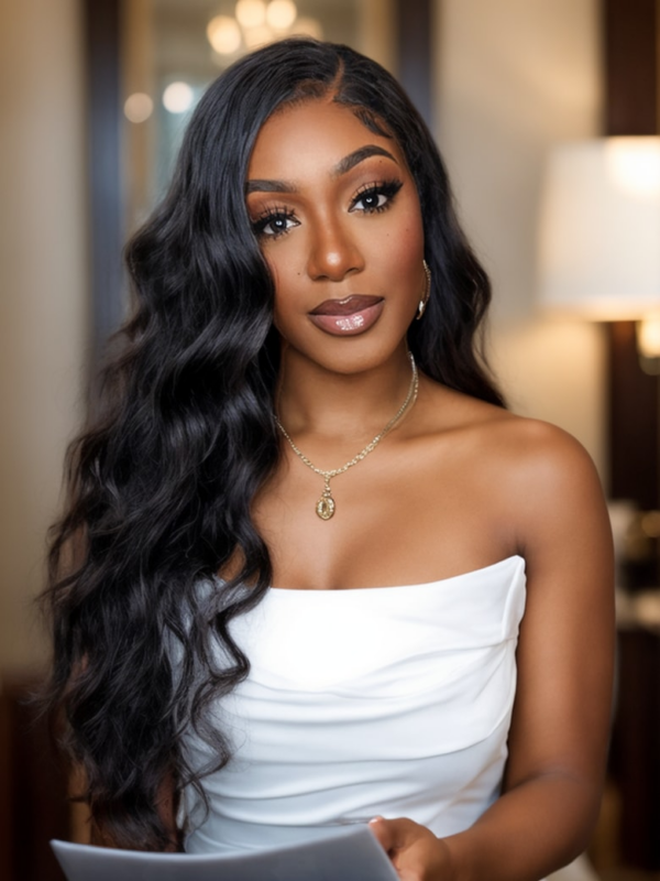 16 Inches Unice Long Body Wave Human Virgin Hair Lace Front Wig