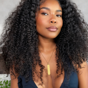 16" Kinky Curly V Part Human Hair Wigs Coily Hair Wigs For Women