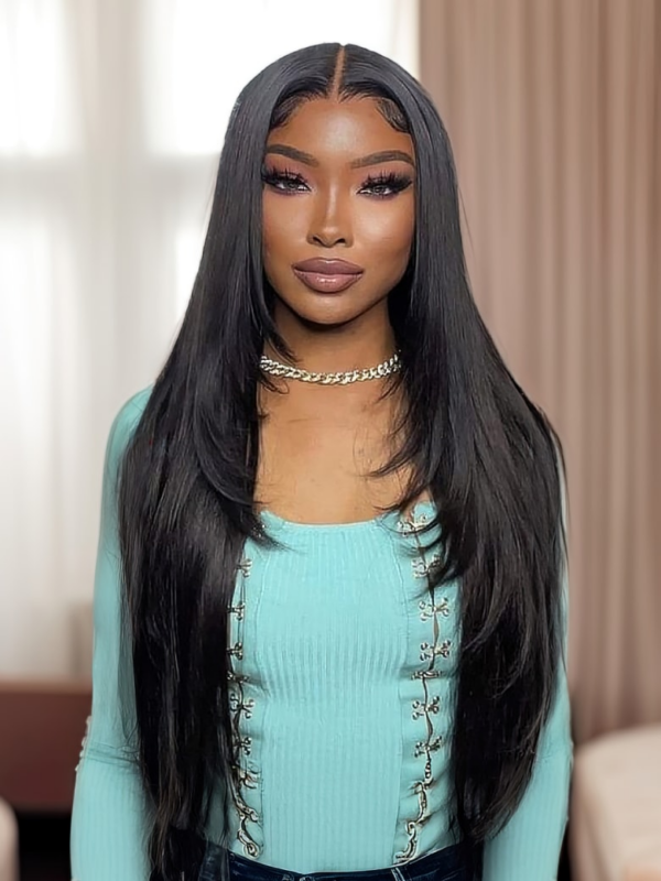 20 inches 13x4 Lace Front Inner Buckle Cute Straight Butterfly Haircut Wig With Medium Length Layered Hair