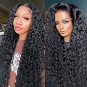 24inch Deep Wave Wig 13x4 Lace Front Human Hair Wig for Women 150% Density