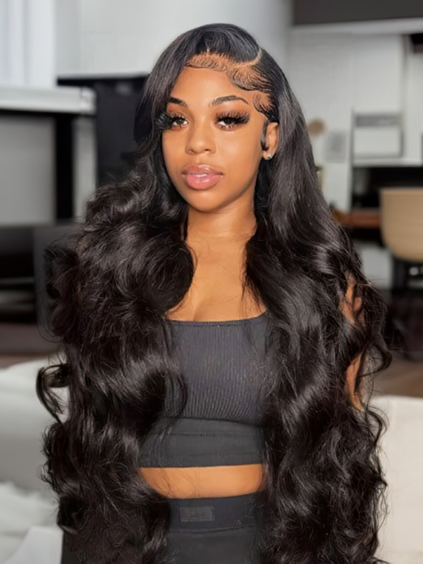 40 Inch Body Wave HD Invisible Glueless Lace Front Human Hair Wigs 13x4 Natural Color Pre Plucked