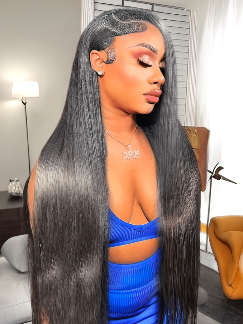 5x5 Pre Cut HD Lace Put On And Go Glueless Straight Black Air Wig