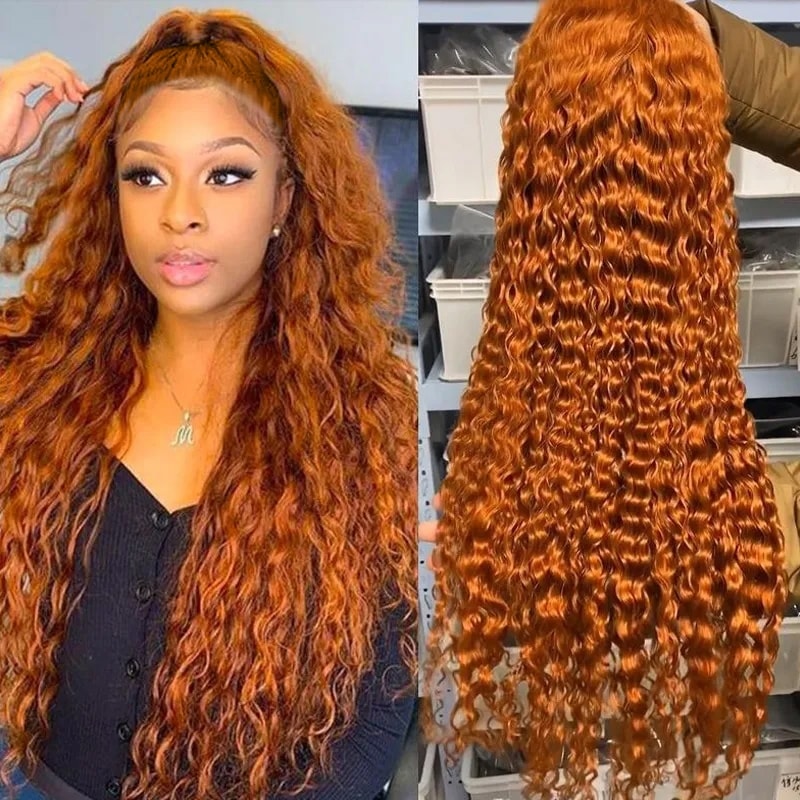 Burnt Orange Hair Wet and Wavy 13x5 T Part Lace Colored Wig 150% Density Beginner Friendly