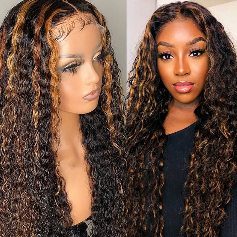 Chestnut-Toned Balayge Water Wave 13x4 Lace Front Wig 150% Density Preplucked With Baby Hair