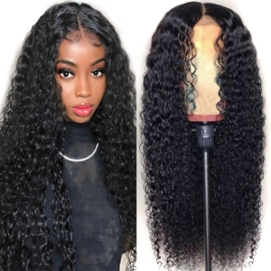 Curly Middle Part Wigs T-shape Lace Front Wigs For Women