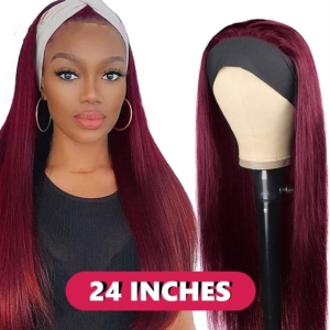 Flash Sale 24 Inch Headband Wig #99J Burgundy Straight Hair