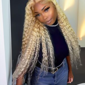 Flash sale 22 Inch UNice Blonde Water Wave 13x4 Lace Front Wig With Natural Hairline