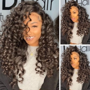 Flash sale 24 Inch Loose Deep Wave 150% Density Human Hair Wig With Ringlets Curls