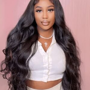 Glueless Air Wig 4x4 Closure Pre Cut Lace Body Wave Black Quick & Easy Glueless Wig With Breathable Cap and Pre-Plucked Hairline