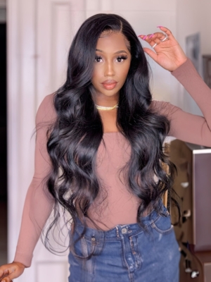 HD Lace 180% Density Lace Closure Body Wave Wig Real Invisible Skin Melt