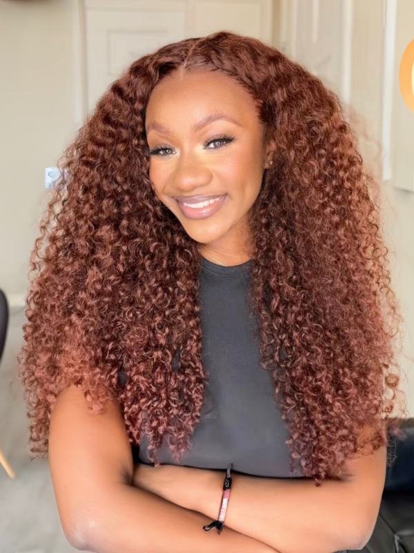 Mahogany Red Brown 13x4 Lace Front Kinky Curly Wig