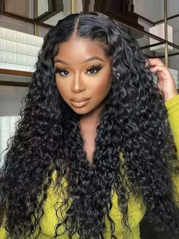 Middle Part Lace Jerry Curly Wigs 180% Density Natural Hairline Glueless Wigs
