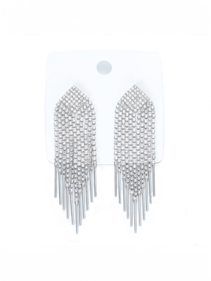 New Luxury Rhinestone Crystal Long Tassel Earrings