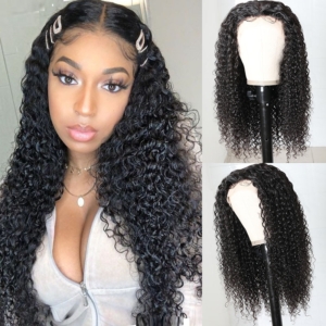 Points Redeem 24 Inch Curly Middle Part Wigs T-shape Lace Front Wigs For Women Beginner Friendly