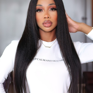 Thinnest HD Invisible Lace Wig Kinky Straight Hair 180% Density 5x5 Lace Closure Wig Bleached Knots