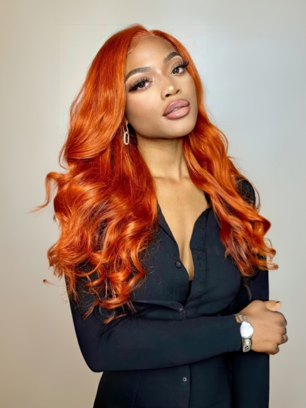 Tiktok Super Sale Biggest Trend Ginger Orange Body Wave Lace Front 100% Virgin Human Hair Wig
