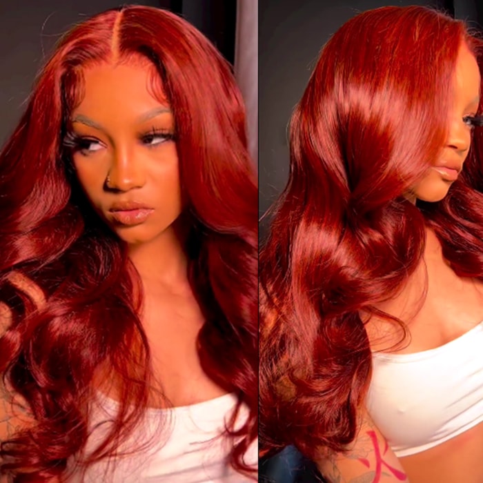 Tiktok UNice Air Wig Breathable Cap 13x4 Pre Cut #33B Lace Front Reddish Brown Body Wave Hair