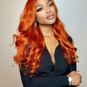 Tiktok shop Ginger Hair Color  Lace Wigs Body Wave Human Hair Wavy Wig