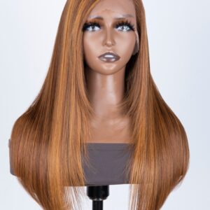 UNice 13x4 Lace Front Feathered Piano Highlights Brown Wig With Side Bangs