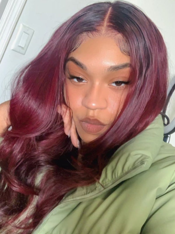 UNice 13x4 Lace Front Layered Burgundy Ombre Wig With Dark Roots