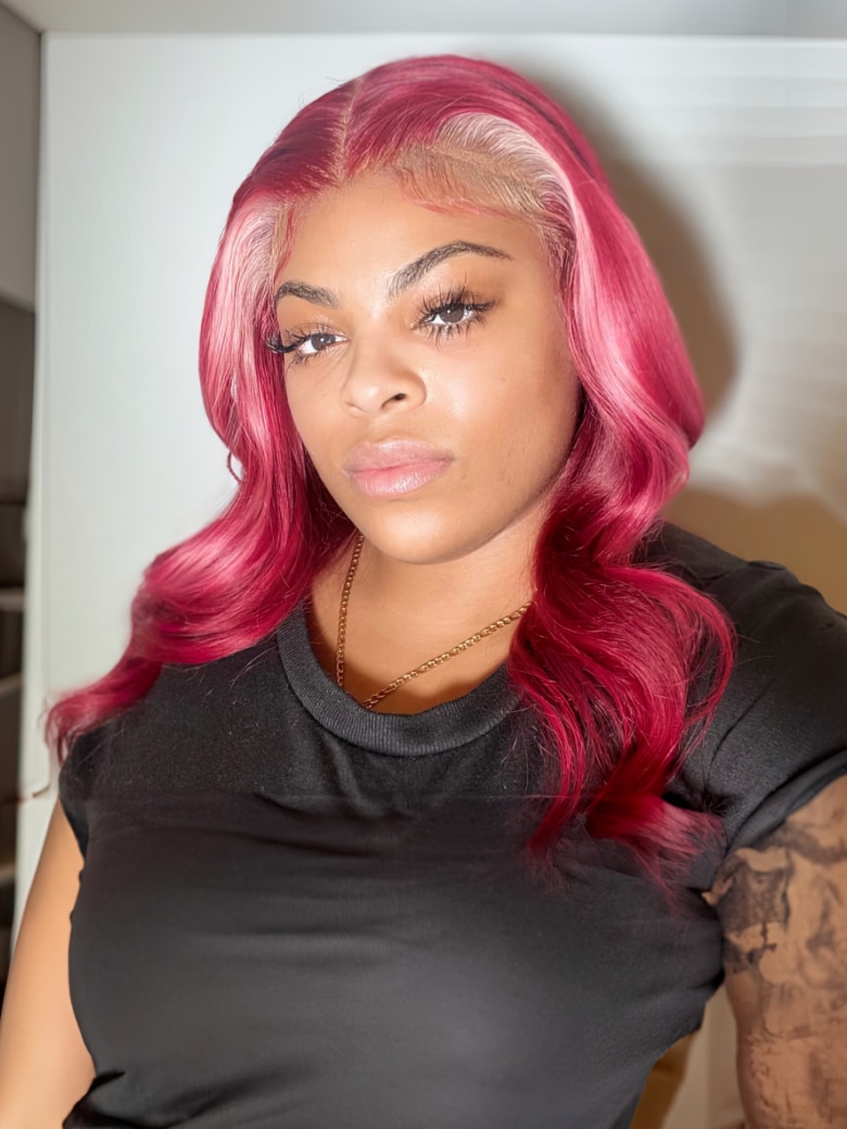 UNice 13x4 Lace Front Wavy Red Wig With Blonde Highlights