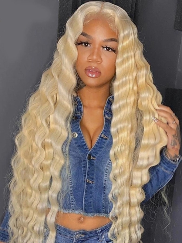 UNice 13x4 Undetectable Lace Frontal 613 Blonde Deep Wave Human Hair Wigs