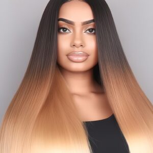 UNice 3 Tones Ombre Straight Human Hair Lace Closure Sew In 1B/4/27 Remy Hair