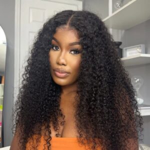 UNice 5x5 Pre Cut Undetectable Lace Put On And Go Glueless Curly Black Air Wig