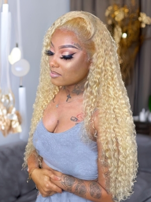 UNice 613 Blonde Curly 13x4 Lace Front Pre-Plucked Wig With Baby Hair