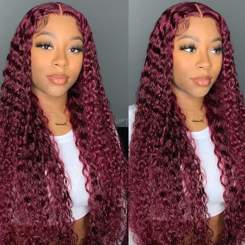 UNice 99j Hair Color Curly / Body Wave Lace Wigs Real Hair Wig for Sale