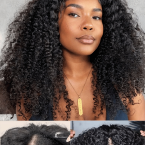 UNice Beginner Friendly V Part Kinky Curly Wig Glueless Protective Style Human Hair Wig