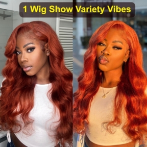 UNice Copper Brown 13x4 Lace Front Body Wave Wig Ginger Brown 150% Density Pre plucked Hairline