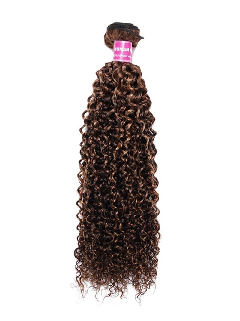 UNice Curly Hair With Blonde Highlight Human Hair Weft One Bundle
