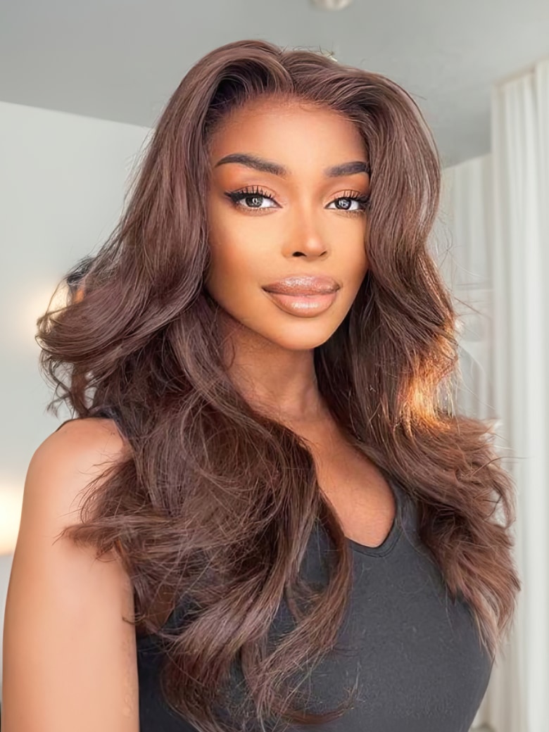 UNice Fall Hair Color Dark Chocolate Brown 13x4 Transparent Lace Front Body Wave Wig