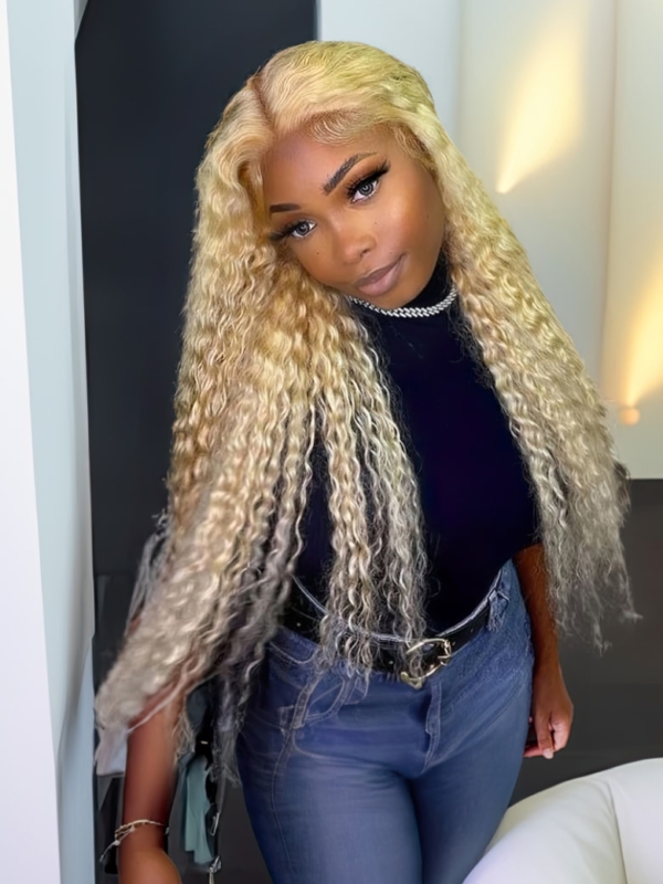 UNice Flash sale Blonde Water Wave 13x4 Lace Front Wig With Natural Hairline Blonde Color And Natural Pre Plucked Look