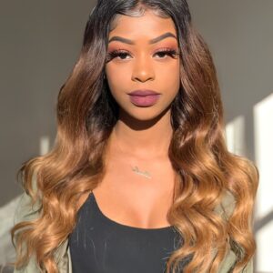 UNice Free Part 4x4 Lace Closure 1PC T1B/4/27 Ombre Body Weave Hair