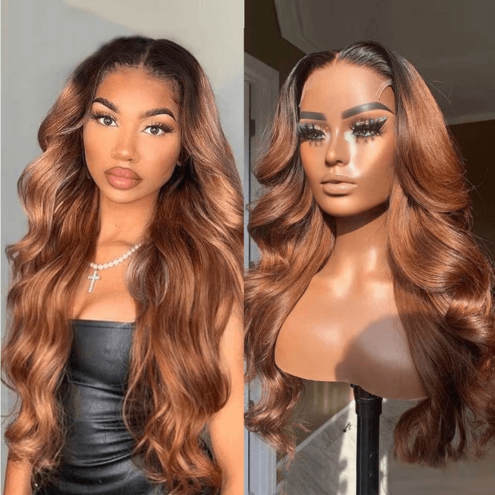 UNice HD 5x5 Lace Closure Melted Hairline Light Auburn Straight Wig With Dark Roots Weekend Sale