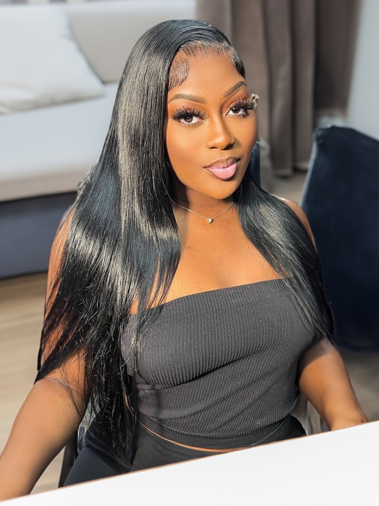UNice Hair 3 Bundles Straight Human Hair With 13x4 Lace Frontal