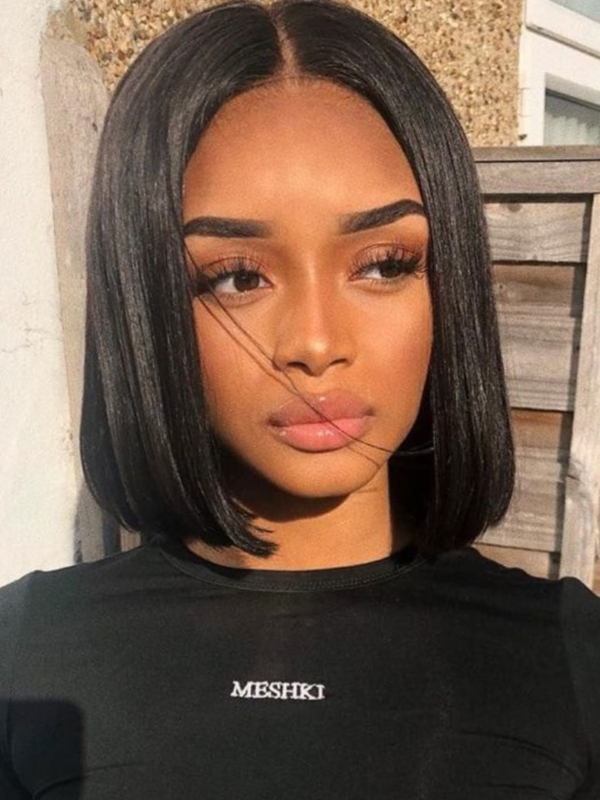 UNice Hair Short Straight Transparent Lace Frontal Bob Wig With Baby Hairs Along The Hairline 100% Human Hair Without Bangs