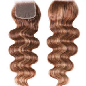UNice Honey Blonde Highlighted Body Wave 4x4 Free Part Closure