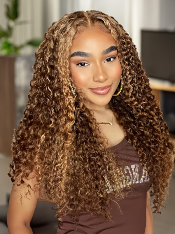 UNice Honey Blonde Piano Highlighted Jerry Curly 3Pcs Bundles With Closure Deal