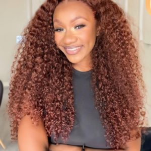 UNice Mahogany Red Brown 13x4 Lace Front Kinky Curly Wig