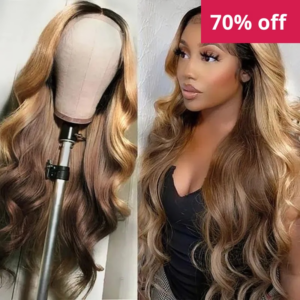 UNice Ombre Honey Blonde Highlight 13x4 Lace Front Curly Wigs Human Hair Real Human Hair