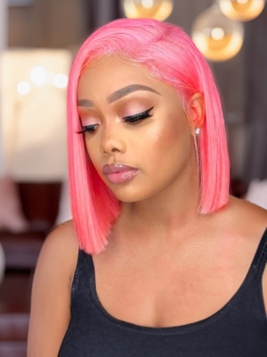 UNice Pink Bob 13x4 Lace Front Straight Human Hair Wig